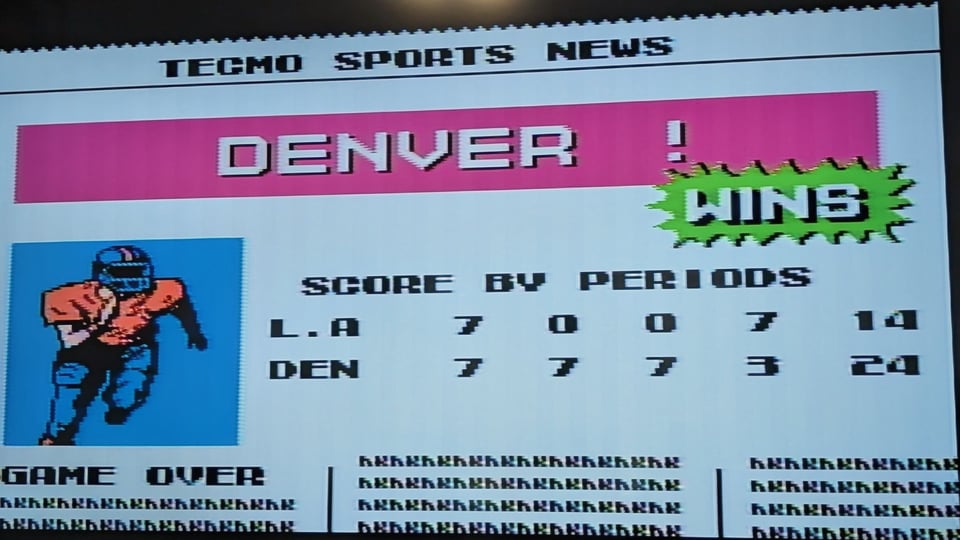 Finally. A Tecmo Bowl Victory against the old man.